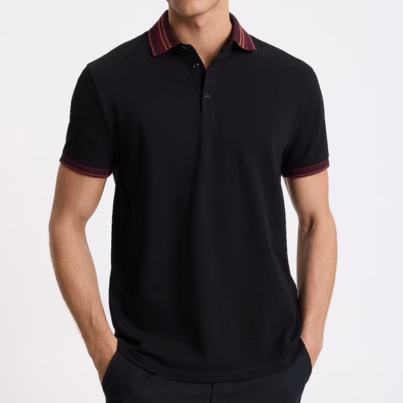 Express Men's Pima Cotton Polo Size M Tall Black Short Sleeves Collared NWT $64 - Picture 1 of 16